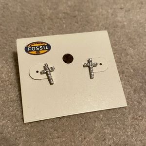 Fossil Cross Earrings